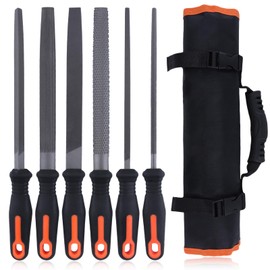 SPEDWOX 6PCS Metal File Set 8" Professional Carbon Steel File Flat File Round File & Half Round File Triangular Metal File Round Wood File Half-Round Wood File for Metalworking Woodworking