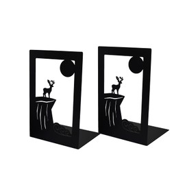 Enyuwlcm Metal Bookend Decorative Book End Shelves Holder with Nonskid Base 1 Pair Deer Black