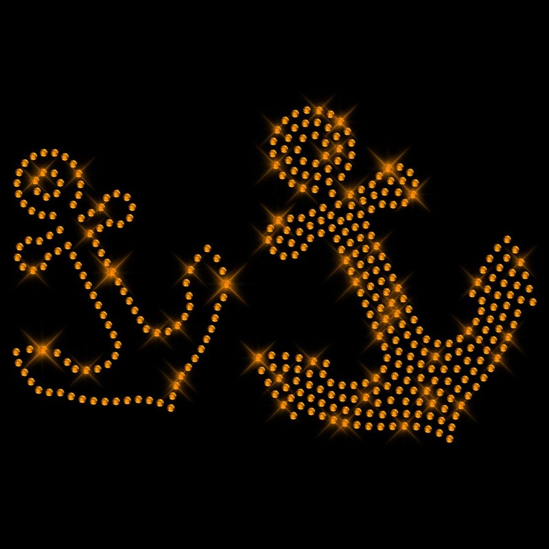 Glitzerdeals Iron-On Patch Rhinestone Anchor Set of 2 Crystal Rhinestone