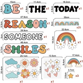 Boho Rainbow Classroom Bulletin Board Decoration Set Welcome Banner Wall Door Colorful Classroom Decorations for Kindergarten Preschool Elementary Middle School(Be The Reason Someone Smile Today)
