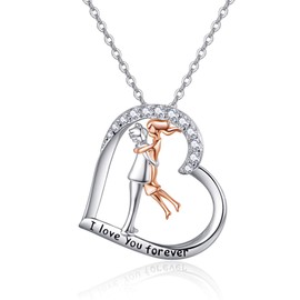 TANGPOET Wife Girlfriend Gifts 925 Sterling Silver Wife Necklace I Love You Forever Lover Pendant Birthday Jewellery Gifts for Wife Girlfriend Lover Her