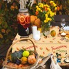 3 PCS Thanksgiving Fall Tablecloth Vintage Autumn Pumpkin Maple Leaves