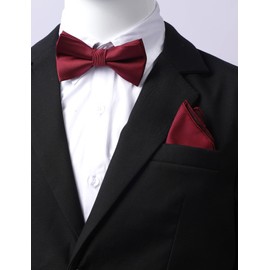 mintgreen Bow Tie Handkerchief for Children Boys Paisley Bow Tie Tied and Adjustable Length, darkred