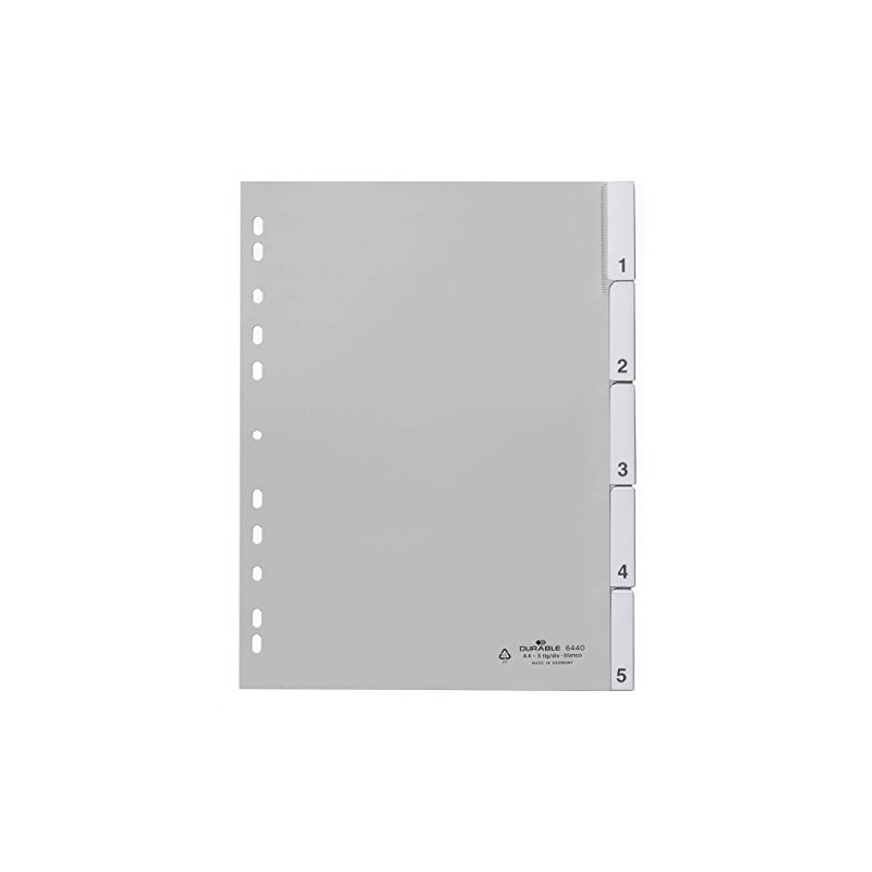 Durable 644010 Polypropylene Index File with Sealed Tabs and 5