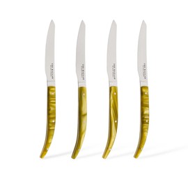 Arcos Steak Knives Set of 4 pieces. 4 Inch Steak and Meat Knife in Nitrum Stainless Steel. Ergonomic Pearly Green Marbled Handle. The Bazaar by José Andrés