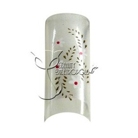 Pearl White Floral Pre-designed Acrylic/UV Gel Artificial/False French Nail Tips (70 pcs.)