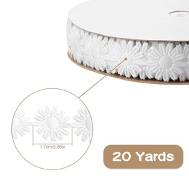 20 Yards Daisy Flower Lace Ribbon Embroidery - Lace Trim Polyester Decorative Trimmings