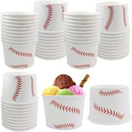 EaciTown 50 Pcs Baseball Party Treat Snack Bowls Paper Baseball Ice Cream Cups 9 OZ Disposable Dessert Bowls Soup Cups Baseball Birthday Party Supplies Baseball Game Day Carnival Decorations