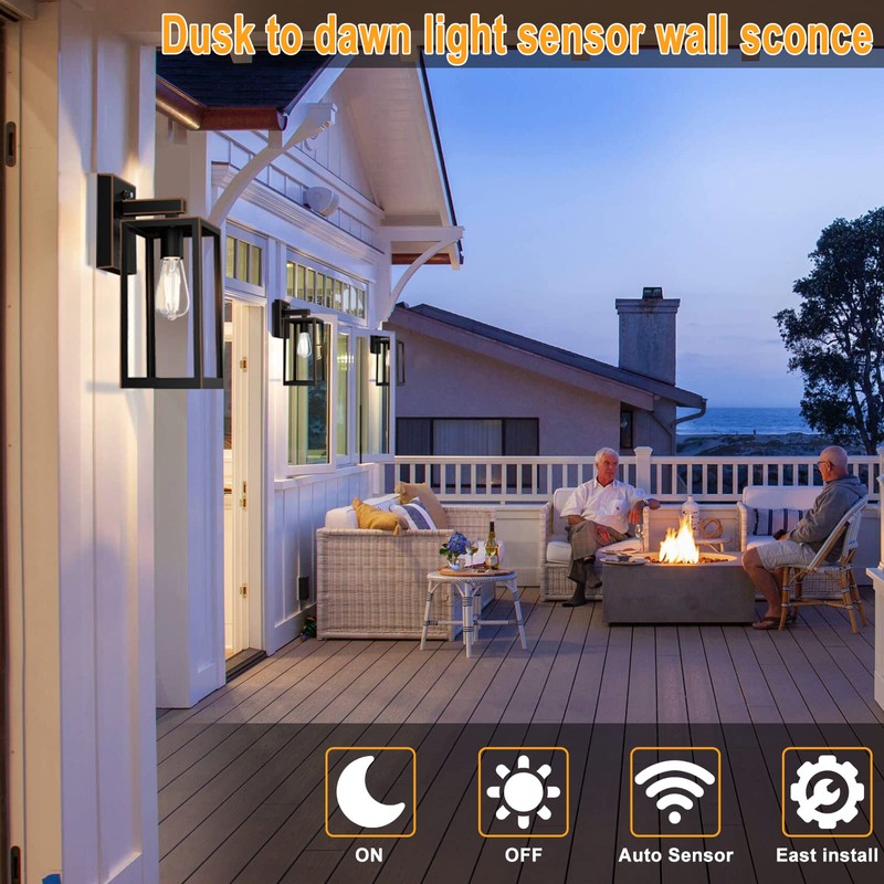 SHINE HAI Dusk to Dawn Outdoor Wall Lantern, Exterior Wall