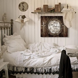 Beabalea Christian Bible Verses Wall Art Scripture Religious Canvas Wall Decor For Bedroom Picture Rustic Farmhouse Bless Our Home Sign Christian Gift Artwork For Living Room Home Decorations 12"X16"