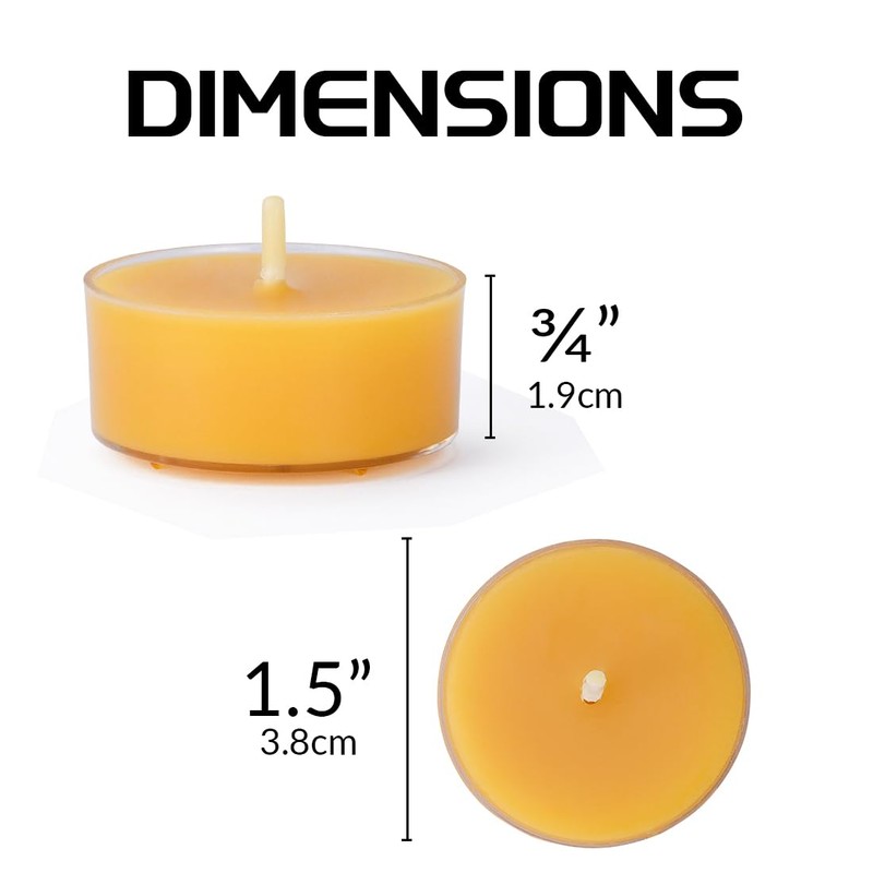 Natural Yellow Beeswax Tealight Candles - 24 pcs - Organic