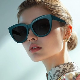 ZENOTTIC Trendy Polarized Women Sunglasses: Retro Cateye Shades - Sun Glasses Designed for Vacation with UV400 Protection Green