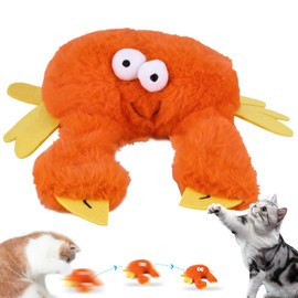 Kinberry Crab Toy for Cats & Small Dogs - Soft Cat Chew Toy, Motion Activated Moving Cat Toy with Catnip Packets, USB-Chargeable, Washable, Low-Noise Nip Toy Gift, 12.6inch