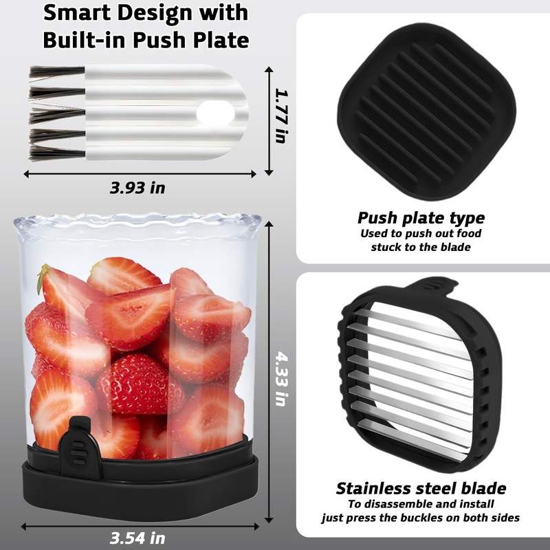 Strawberry Slicer Cup with Push Plate, Fruit Cutter Kitchen Gadget