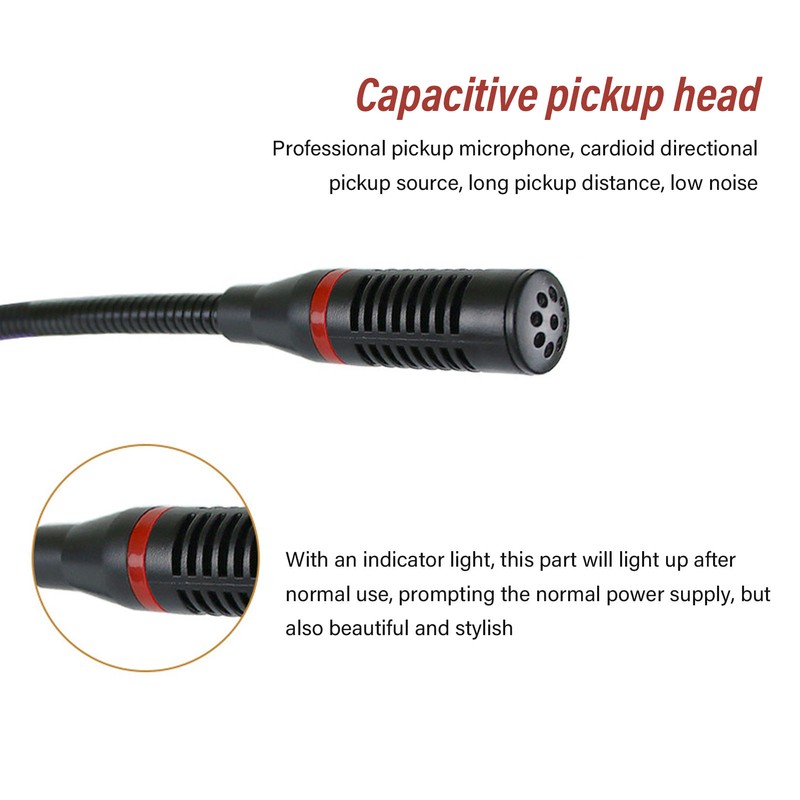 Gooseneck Condenser Microphone Professional 6.35mm Desktop Wired Microphone for Broadcasting