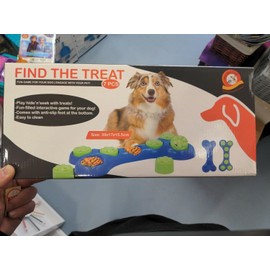 Dog Pet Feeder Bowl Bone Shape Fun Puzzle Treat Slow Feeding Interactive Fun Game for Your Dog, 7pcs Smart Pet Enrichment Toy, Hide & Seek Treat Dispenser, Boredom Relief, Anxiety Reducer