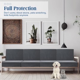 Newwiee 8 Patio Stretch Sofa Cushion Covers Outdoor Cushion Covers Replacement Couch Slipcovers Sofa Seat Cover Soft Chair Cover Furniture Protector for Pet (Dark Gray)