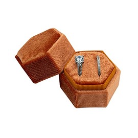 Beatrix and Luca, The Lux Box: Gorgeous Antique Velvet Geometric Ring Boxes For Proposals and Wedding Photos Hexagon and Oval Single or Double Rings Fits Slim Bands (Sedona Copper Hexagon Double)