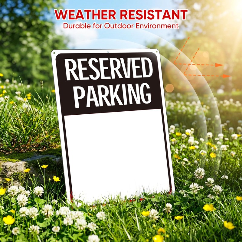 (2 Pack) Blank Reserved Parking Sign, Write-On Sign, 14x10 Inches