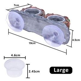 AIICIOO Dual Gecko Feeder Ledge Vine Reptile Feeding Drinking Bowl Lizard Suckers Vine Feeding Cup Gecko Terrarium Accessories Decor for Gecko Bearded Dragon Turtle with 6 PCS Bowl