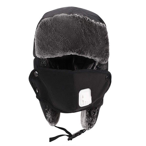 Winter Trapper Hat with Ear Flaps Mask Breather Valve Windproof