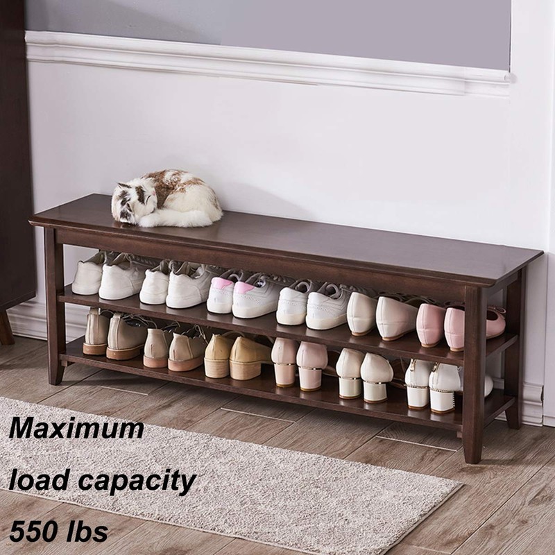 XKZG Storage Bench Wooden Shoe Bench Rustic Solid Wood Entryway