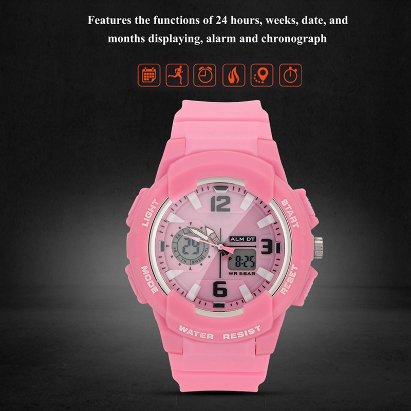 SMAEL Waterproof Digital Analog Dual Display Watch Round Electronic Quartz