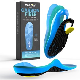 Carbon Fiber Sport Insoles with Arch Support - Welnove Shock Absorbing Performance Insoles for High Impact Sport- Energy Return,Increased Performance, Injury Protection-Not for Tight Shoes,M