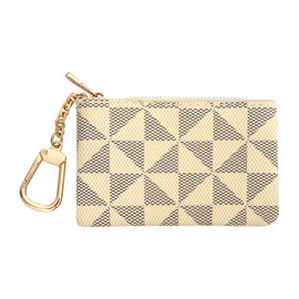 Kleine Geldbörse, Mini-Kartenhalter, Münzgeldbörse für Damen, kleine Größe, Reißverschluss-Schlüsseltasche, kompakte Münztasche, Beige-Druck, Wie in der Abbildung gezeigt, Einfachheit