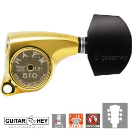 GOTOH NEW Gotoh SGL510Z-EN01 HAPM Locking Tuners Adj. Height 1:21 Gear Ratio 3x3, GOLD