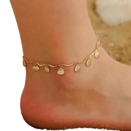 Blistar Boho Anklets Gold Shell Ankle Bracelet Charm Bohemia Dainty Foot Jewelry Chain for Women (Shell)
