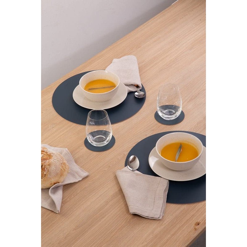 Vacavaliente Coaster, Recycled Leather, Blue