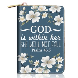 FVAENDHIO Credit Card Holder Wallets for Women, Bible Verse Psalm 46:5 Design RFID Blocking Small Leather Card Case Wallet Zipper Accordion Wallets