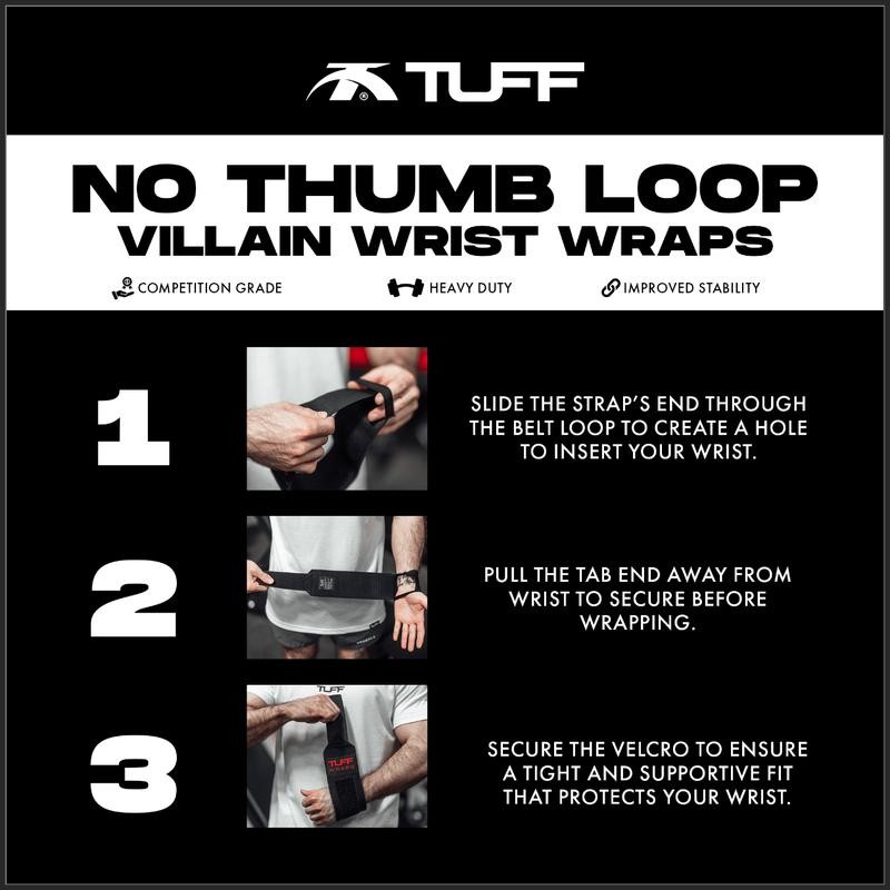 TuffWraps 16" Villain Wrist Wraps - Blackout Workout Wrist Supports