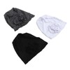 Women Turban Flower Cap Balck White and Gray Pure Color