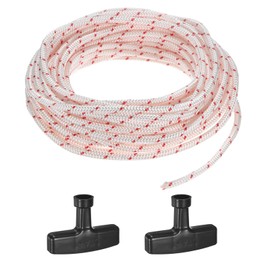 M METERXITY Recoil Starter Rope Pull Cord 5mm 10m Pull Starter Rope with Handles Nylon Pull Cord Pull Starter Rope for Mower/Chainsaw/Trimmer/Brush Cutter [White Red,Black]
