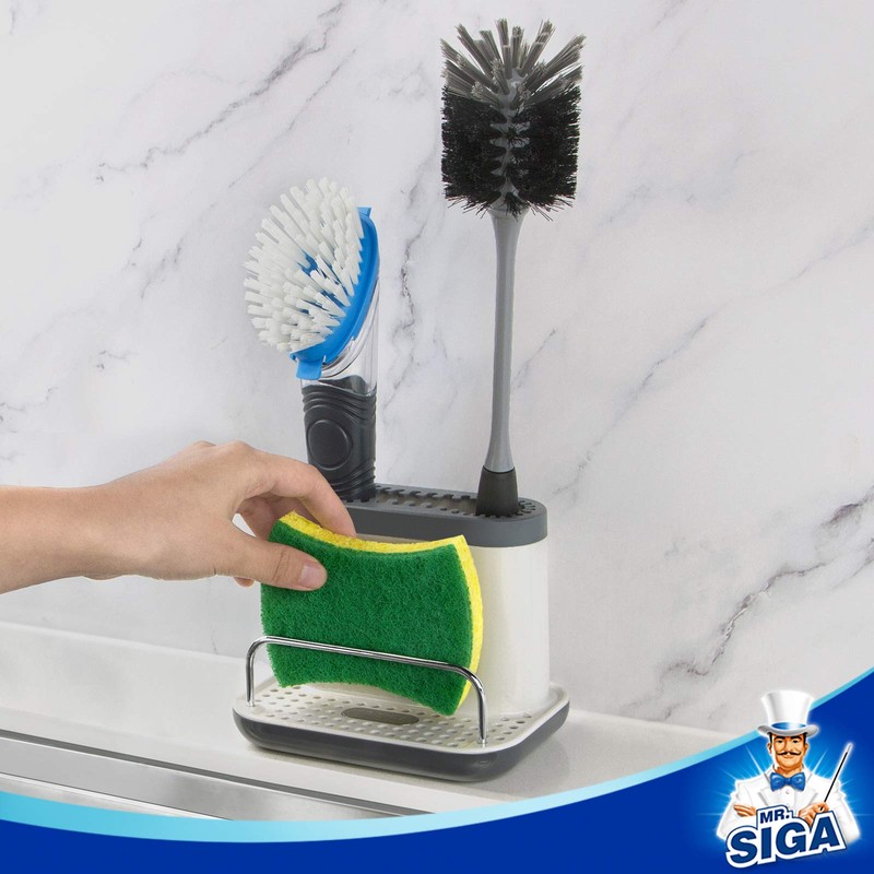 MR.SIGA Sink Caddy, Kitchen Sink Organizer Sponge Brush Holder with