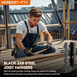 25 Pcs Black Joist Hangers 2x8, Rafter Brackets , Hurricane Straps for 2x8 Face Mount Joist Hangers 2X8 for Shed/Barn/Coop/Porch/Truss/Decks, Structurally Sound and Aesthetically Pleasing