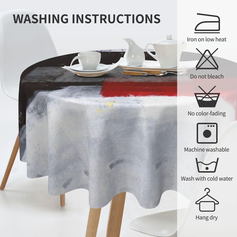 YETTA YANG Abstract Modern Black Red and White Waterproof Picnic