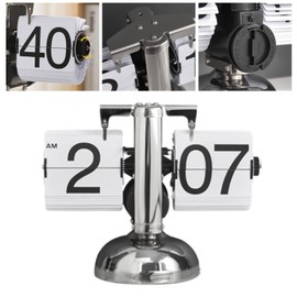 AZMUDE Digital Flip Down Clock Retro Minimalist Single Foot Mechanical Desk Clock Auto Flip Clock for Home Livingroom Black (White)