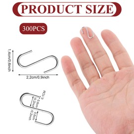 YAYODS Pack of 300 Mini S Hooks for Hanging, 20 x 8 mm, Small S Shaped Hooks, Metal Hooks for Hanging, Space-Saving, Multifunctional S Hooks for DIY Crafts, Hanging Jewellery, Key Chain and Tag