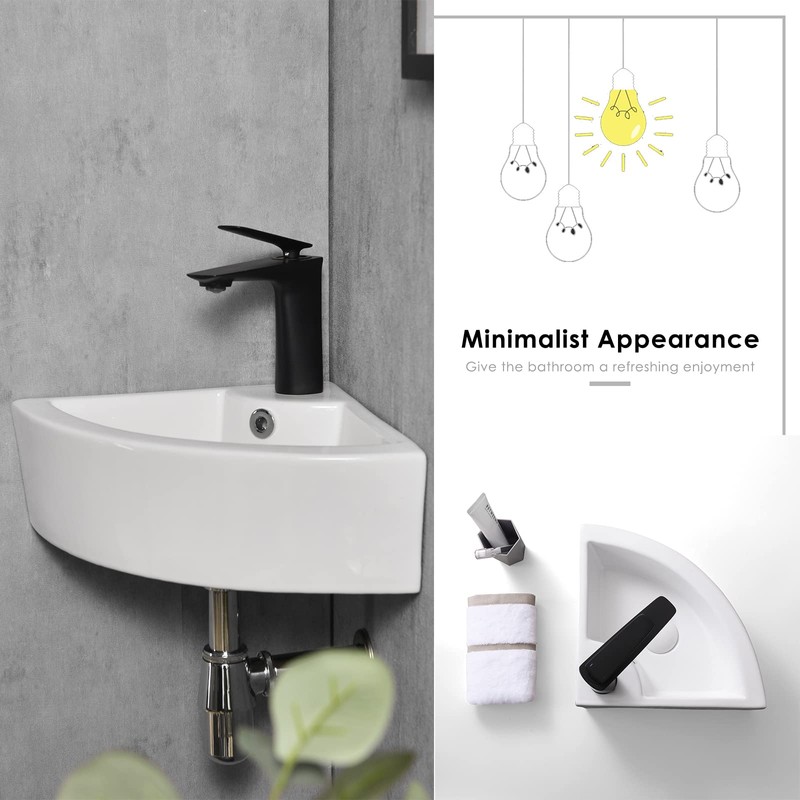 Davivy 18" x 13" Corner Bathroom Sink - White Ceramic