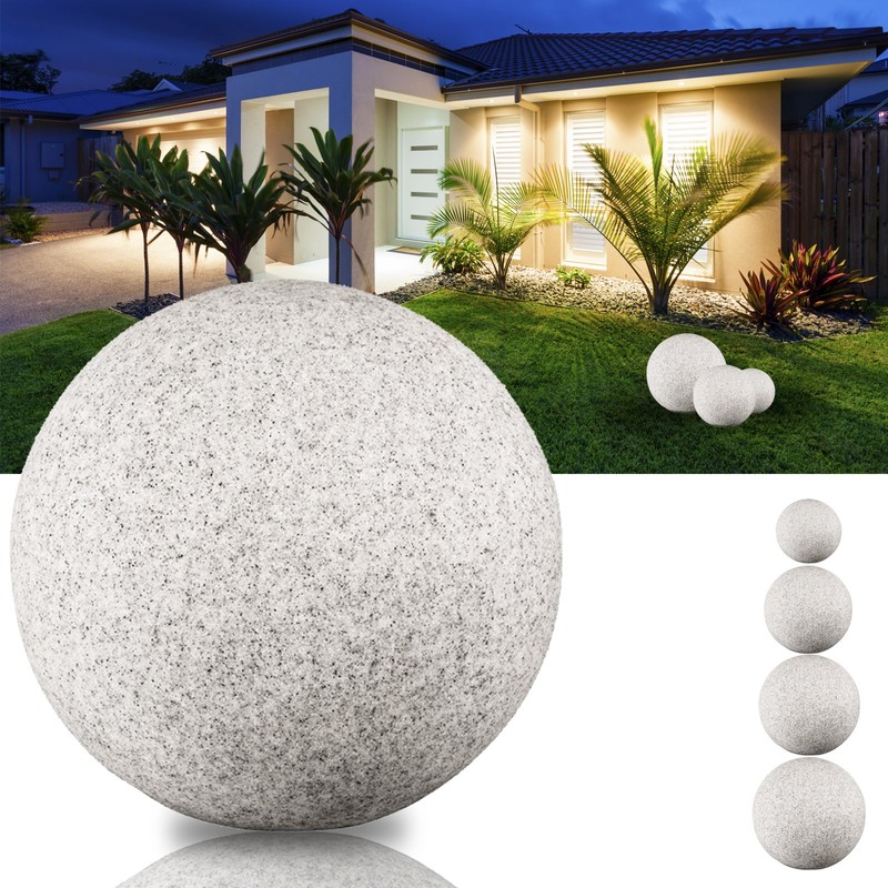 trendlights24 Stone IP65 Globe Light for Garden, 20 cm Globe
