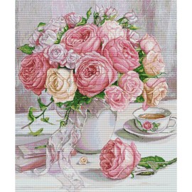 CROSSDECOR - Kit de punto de cruz estampado, gama completa de agujas para adultos principiantes, patrón para regalo y decoración del hogar, 14 quilates, 2 hebras, 21.6 x 25.5 cm
