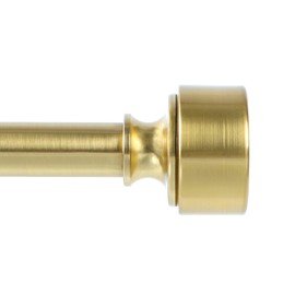 Gold Curtain Rods for Windows 28 to 48 Inch(2.3-4ft),Noble Metal End Cap Curtain Rods,1 Inch Diameter Heavy Duty Curtain Rod,Adjustable Drapery Rods,Telescoping Window Curtains Rod 18-45",Brushed Gold