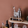 Leather Brown 9-Piece Bar Tool Holder Stand for Bartender Kit