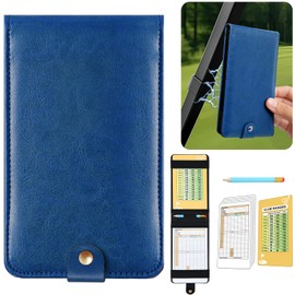 Femlotank All-in-One Magnetic Golf Scorecard Holder Yardage Book Cover, Premium Leather Scorecard Holder, Universal Fit for Scorecards, Sleek Design for Back Pocket Convenience Blue
