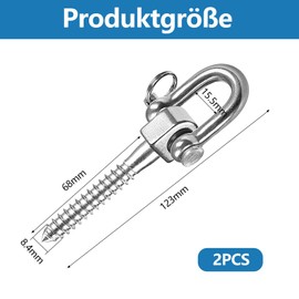 VZU Swing Hook Swing Hanger 180° Swing Screw Set Brackets, 800 kg Load Capacity Hammock Hooks for Hammocks, Yoga Punch Bags, Playground Rope Chair, Porch Swing Set