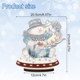 Christmas Snowman Table Top Diamond Painting Kits, Special Shaped Crystal Wooden Merry Christmas Snowman Diamond Art Desktop Ornament for New Year Xmas Table Office Home Decoration Gifts