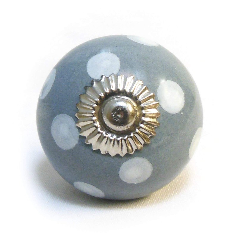 Pushka Home Set of 8 Grey White Ceramic Cupboard Door